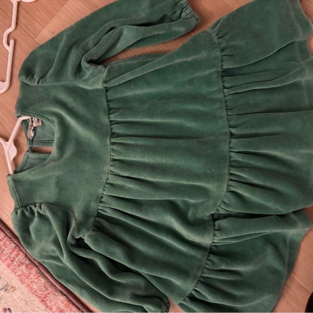 Mini Boden 18M Green Long Sleeve Dress